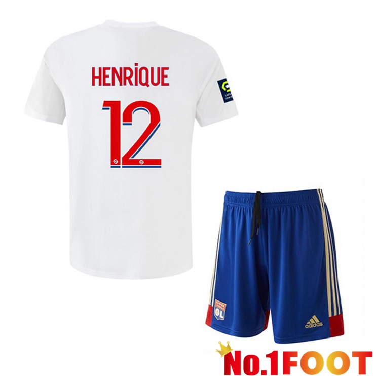 Lyon OL (HENRIQUE 12) Kids Soccer Jersey Home White 2022/2023