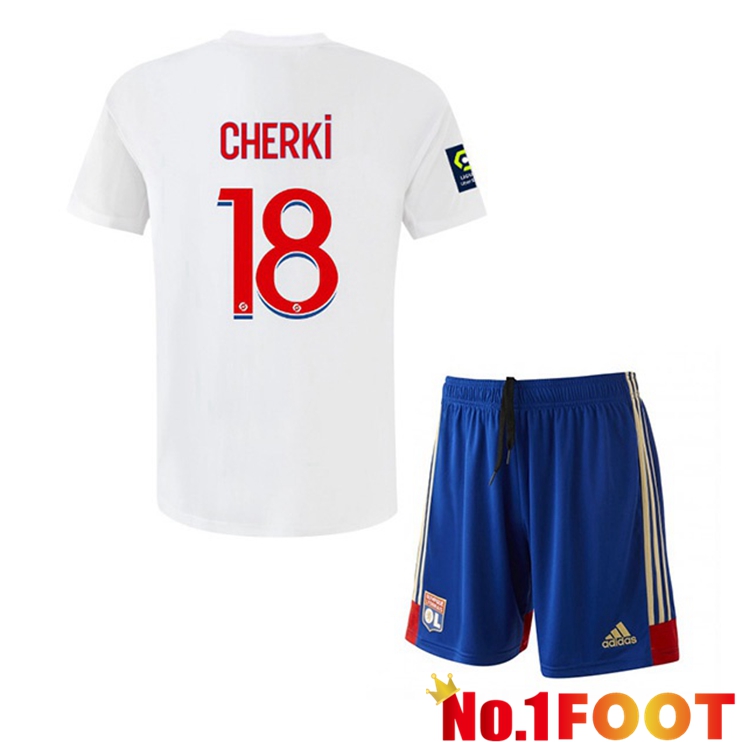 Lyon OL (CHERKI 18) Kids Soccer Jersey Home White 2022/2023