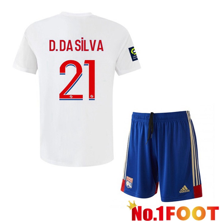 Lyon OL (D. DA SILVA 21) Kids Soccer Jersey Home White 2022/2023