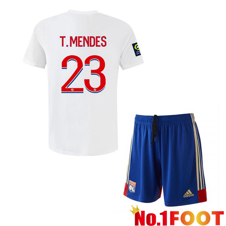 Lyon OL (T. MENDES 23) Kids Soccer Jersey Home White 2022/2023