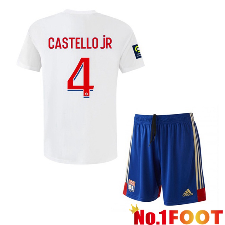 Lyon OL (CASTELLO JR 4) Kids Soccer Jersey Home White 2022/2023