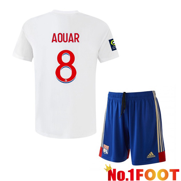 Lyon OL (AOUAR 8) Kids Soccer Jersey Home White 2022/2023