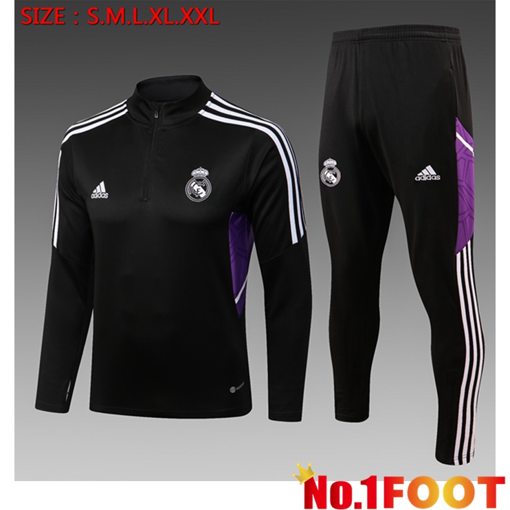 Real Madrid Kids Training Tracksuit Suit Black 2022/2023