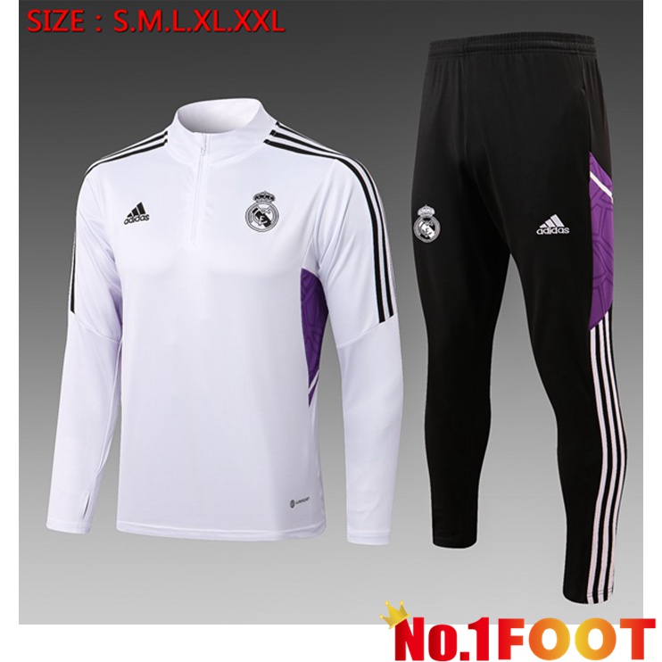 Real Madrid Kids Training Tracksuit Suit White 2022/2023