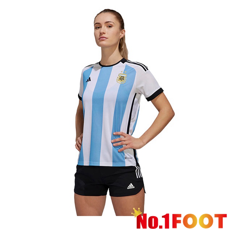 Argentina Womens Soccer Jersey Home Blue White Soccer World Cup 2022