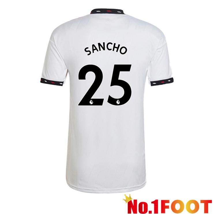 Manchester United (SANCHO 25) Soccer Jersey Away White 2022/2023 - Click Image to Close