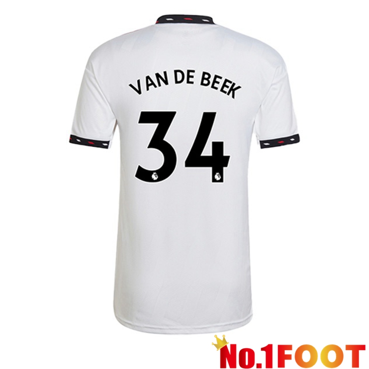 Manchester United (VAN DE BEEK 34) Soccer Jersey Away White 2022/2023 - Click Image to Close