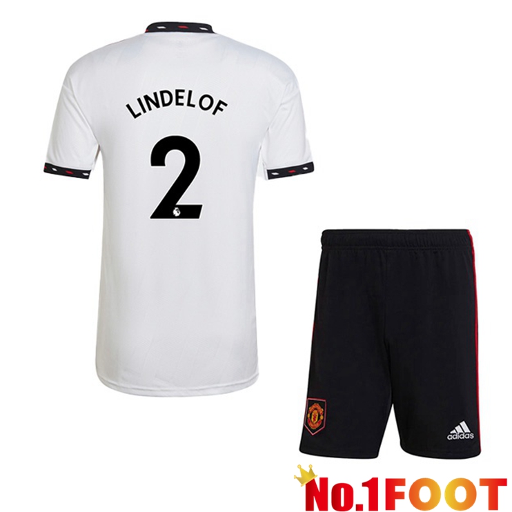 Manchester United (LINDELOF 2) Kids Soccer Jersey Away White 2022/2023