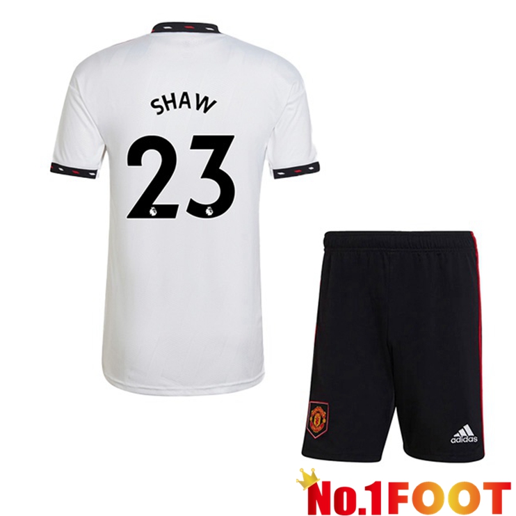 Manchester United (SHAW 23) Kids Soccer Jersey Away White 2022/2023