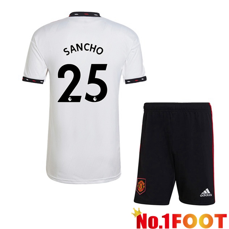 Manchester United (SANCHO 25) Kids Soccer Jersey Away White 2022/2023