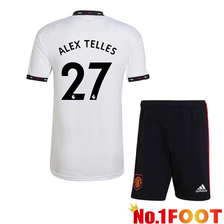 Manchester United (ALEX TELLES 27) Kids Soccer Jersey Away White 2022/2023