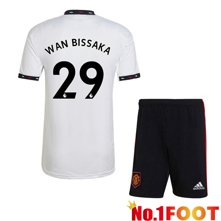 Manchester United (WAN-BISSAKA 29) Kids Soccer Jersey Away White 2022/2023