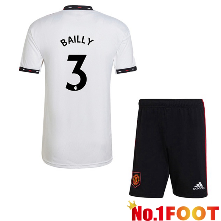 Manchester United (BAILLY 3) Kids Soccer Jersey Away White 2022/2023