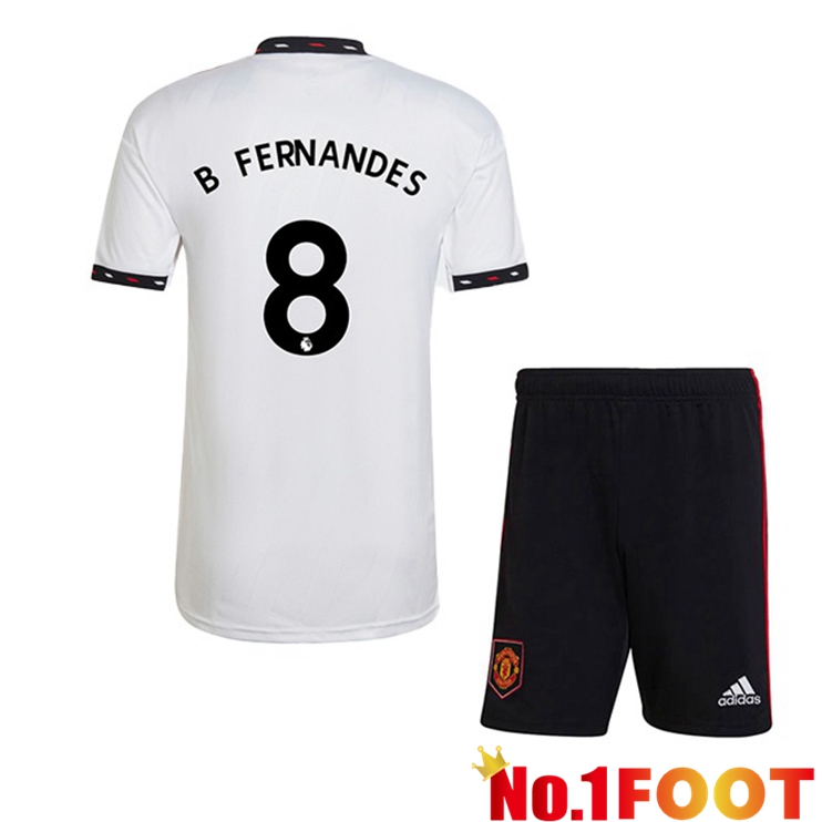 Manchester United (B. FERNANDES 8) Kids Soccer Jersey Away White 2022/2023