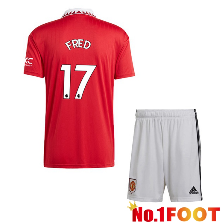 Manchester United (FRED 17) Kids Soccer Jersey Home Red 2022/2023