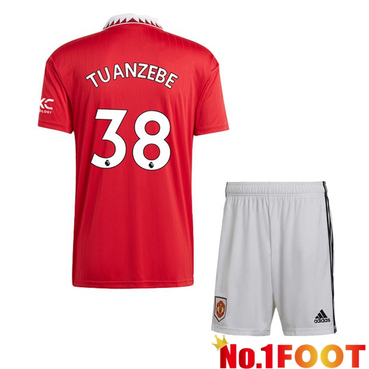 Manchester United (TUANZEBE 38) Kids Soccer Jersey Home Red 2022/2023