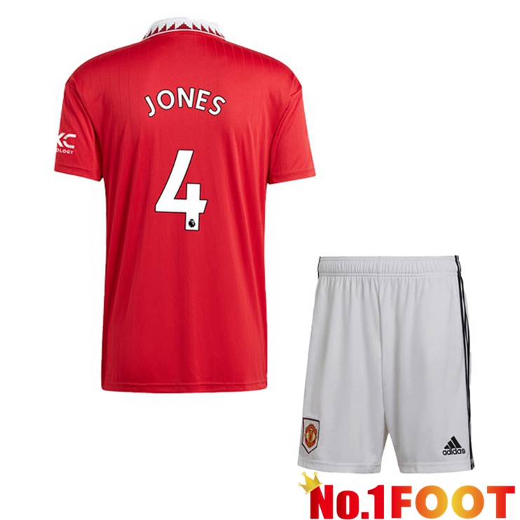 Manchester United (JONES 4) Kids Soccer Jersey Home Red 2022/2023