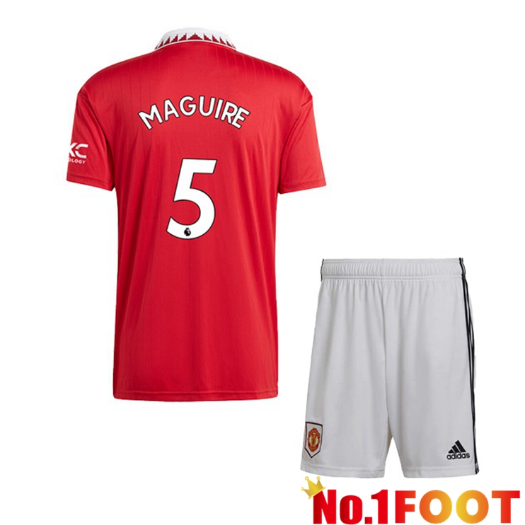 Manchester United (MAGUIRE 5) Kids Soccer Jersey Home Red 2022/2023