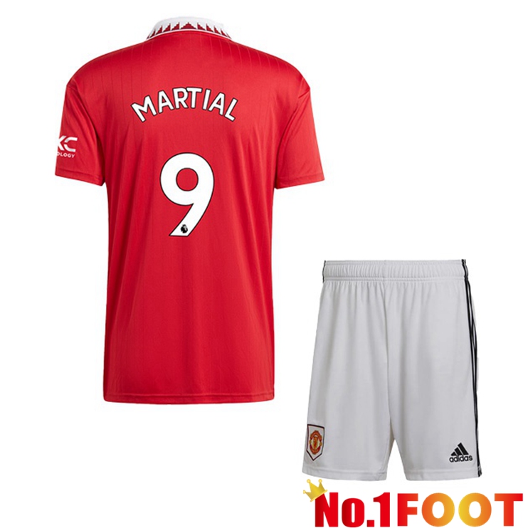 Manchester United (MARTIAL 9) Kids Soccer Jersey Home Red 2022/2023