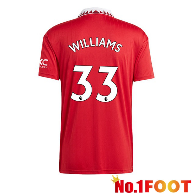 Manchester United (WILLIAMS 33) Soccer Jersey Home Red 2022/2023