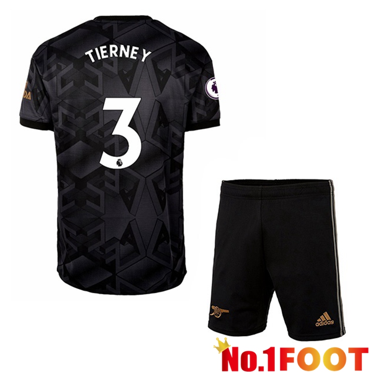 Arsenal (TIERNEY 3) Kids Soccer Jersey Away Black 2022/2023