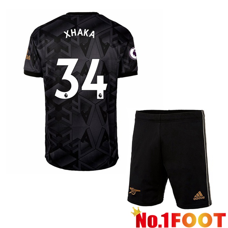 Arsenal (XHAKA 34) Kids Soccer Jersey Away Black 2022/2023