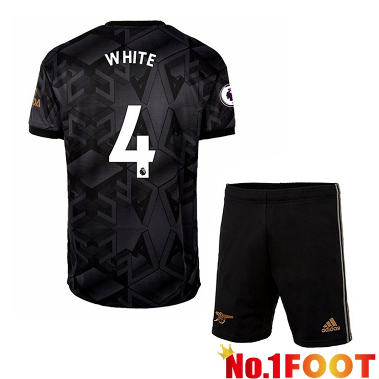 Arsenal (WHITE 4) Kids Soccer Jersey Away Black 2022/2023