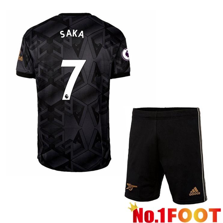 Arsenal (SAKA 7) Kids Soccer Jersey Away Black 2022/2023