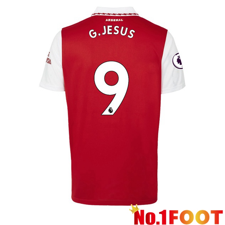 Arsenal (G.JESUS 9) Soccer Jersey Home Red White 2022/2023