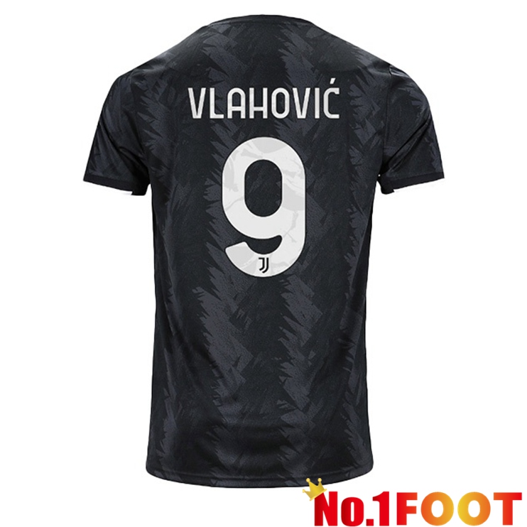 Juventus (VLAHOVIĆ 9) Soccer Jersey Away Black 2022/2023 - Click Image to Close