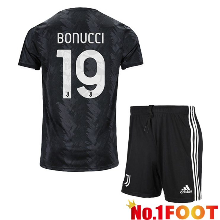 Juventus (BONUCCI 19) Kids Soccer Jersey Away Black 2022/2023