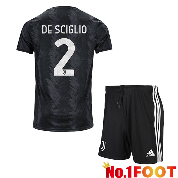 Juventus (DE SCIGLIO 2) Kids Soccer Jersey Away Black 2022/2023