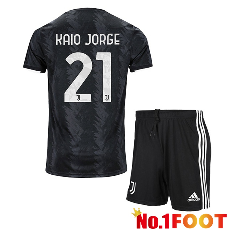 Juventus (KAIO JORGE 21) Kids Soccer Jersey Away Black 2022/2023