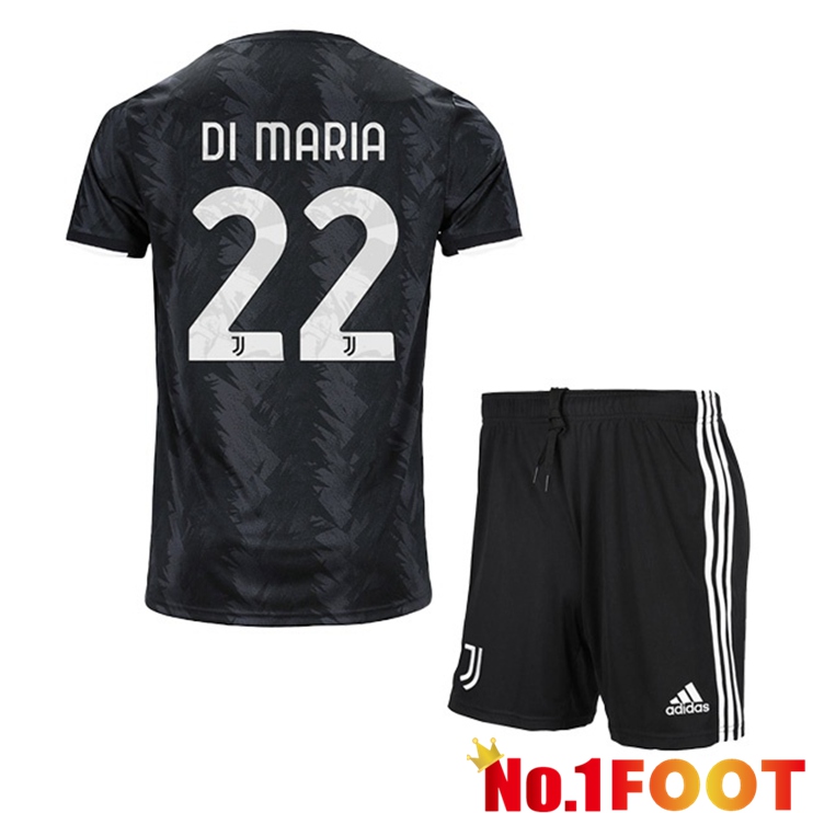 Juventus (DI MARIA 22) Kids Soccer Jersey Away Black 2022/2023