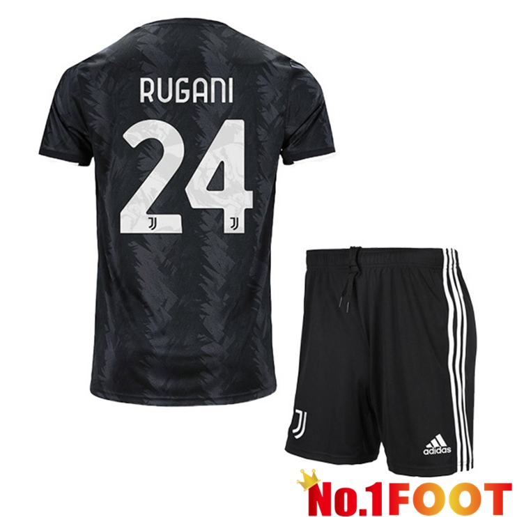 Juventus (RUGANI 24) Kids Soccer Jersey Away Black 2022/2023 - Click Image to Close