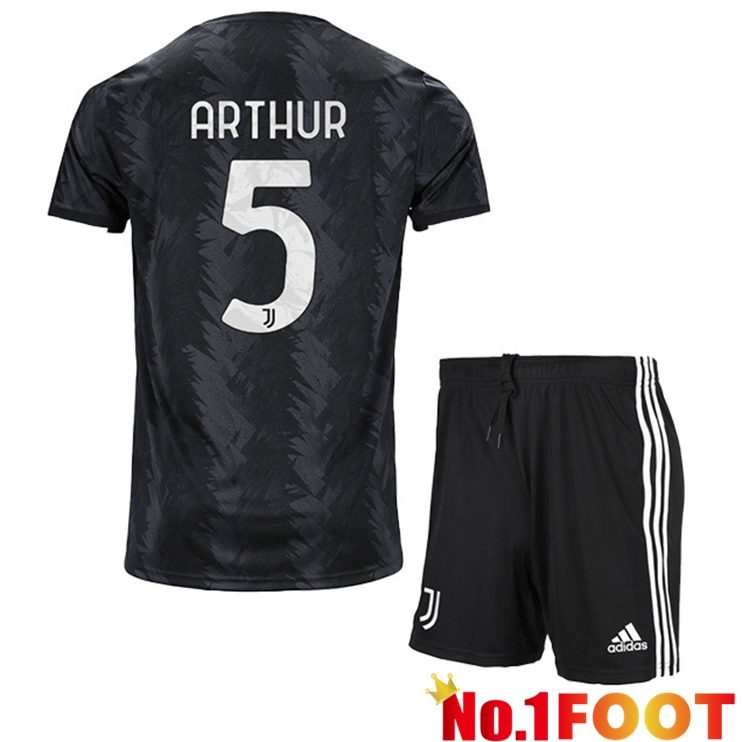 Juventus (ARTHUR 5) Kids Soccer Jersey Away Black 2022/2023