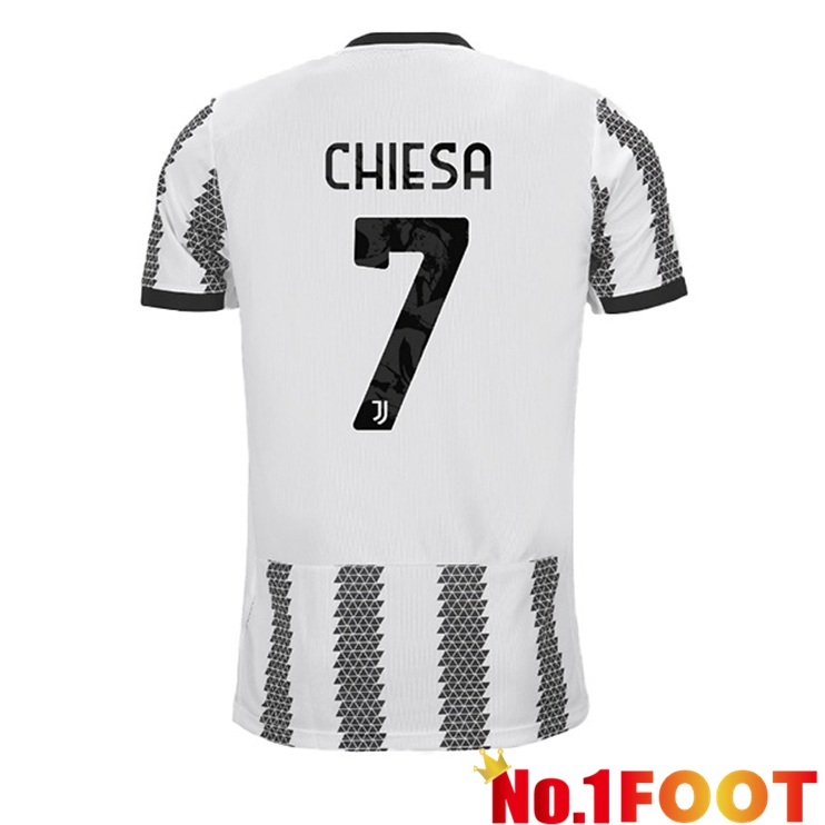 Juventus (CHIESA 7) Soccer Jersey Home White Black 2022/2023