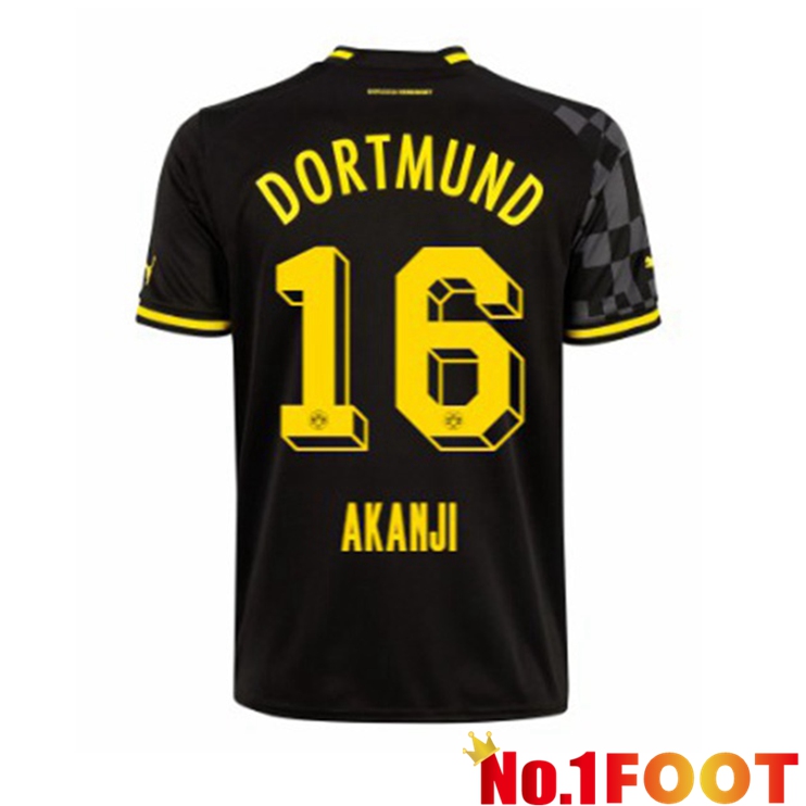 Dortmund BVB (Akanji 16) Soccer Jersey Away Black 2022/2023