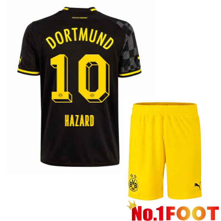 Dortmund BVB (Hazard 10) Kids Soccer Jersey Away Black 2022/2023