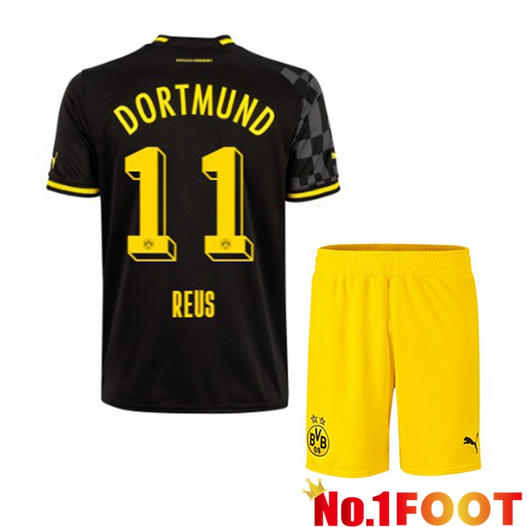 Dortmund BVB (Reus 11) Kids Soccer Jersey Away Black 2022/2023