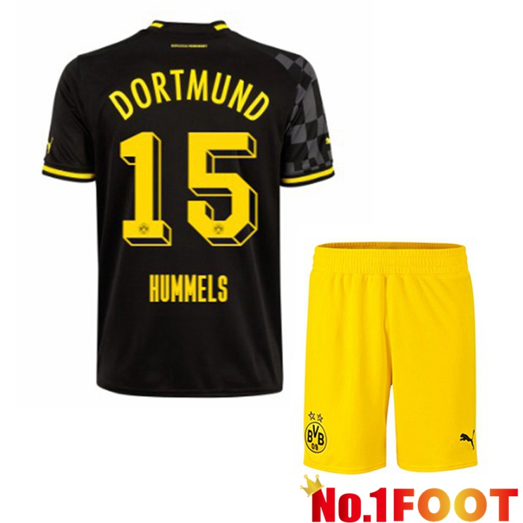 Dortmund BVB (Hummels 15) Kids Soccer Jersey Away Black 2022/2023