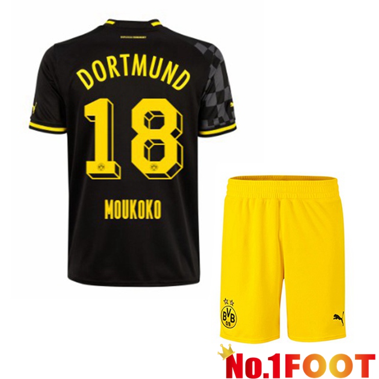 Dortmund BVB (Moukoko 18) Kids Soccer Jersey Away Black 2022/2023