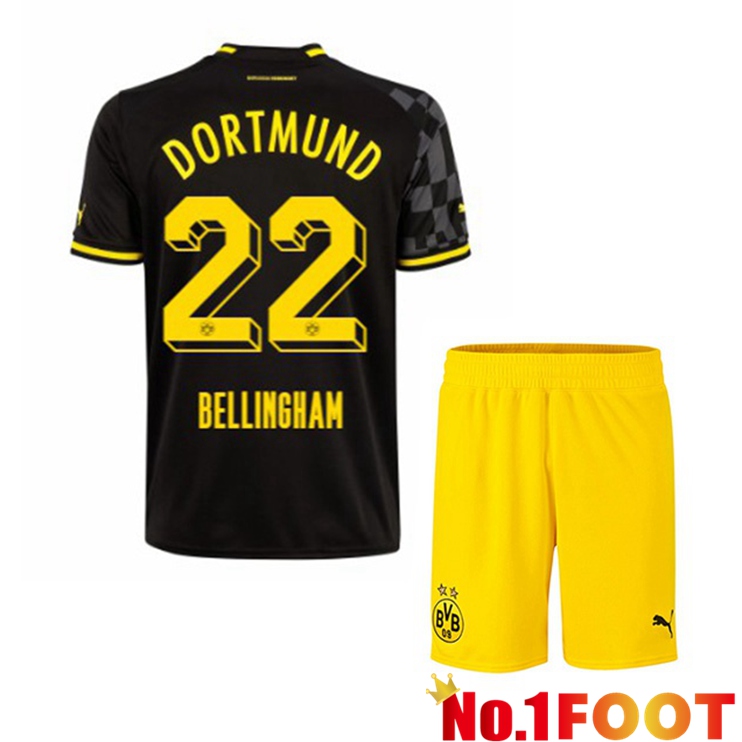 Dortmund BVB (Bellingham 22) Kids Soccer Jersey Away Black 2022/2023