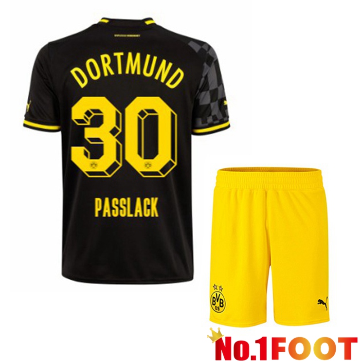 Dortmund BVB (Passlack 30) Kids Soccer Jersey Away Black 2022/2023