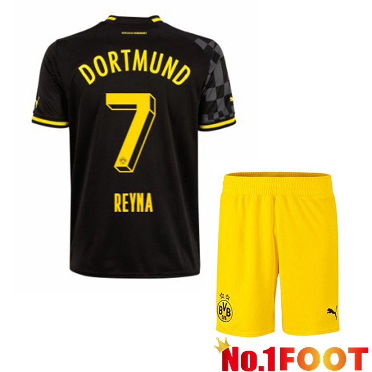 Dortmund BVB (Reyna 7) Kids Soccer Jersey Away Black 2022/2023