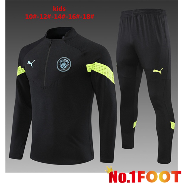 Manchester City Kids Training Tracksuit Suit Black 2022/2023