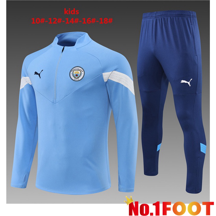 Manchester City Kids Training Tracksuit Suit Blue 2022/2023 - Click Image to Close