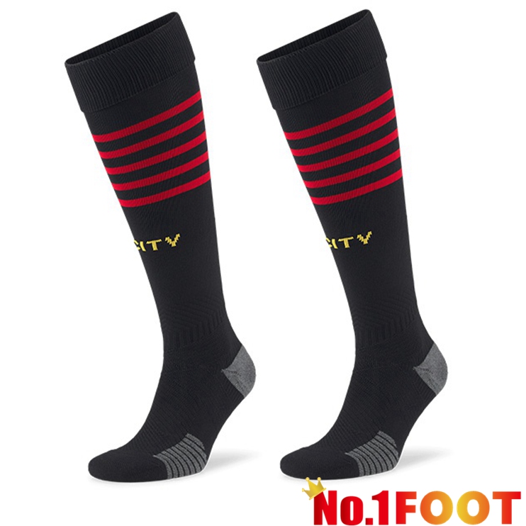 Manchester City Soccer Socks Away Red Black 2022/2023