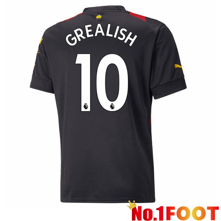 Manchester City (Jack Grealish 10) Soccer Jersey Away Red Black 2022/2023