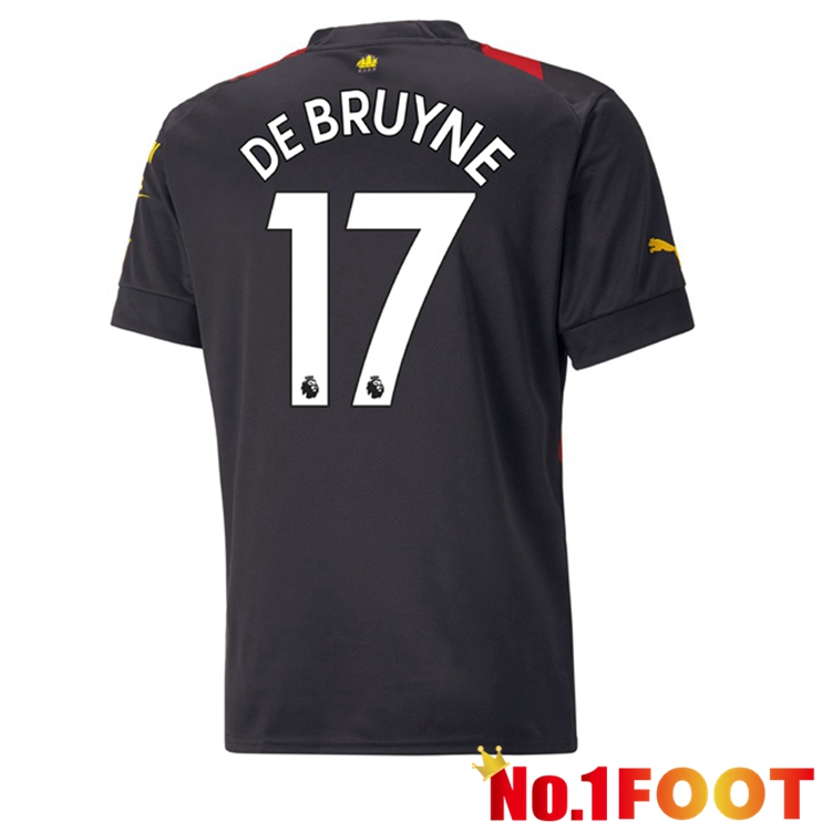 Manchester City (Kevin De Bruyne 17) Soccer Jersey Away Red Black 2022/2023